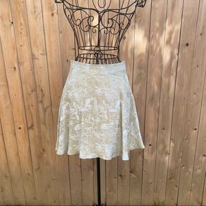 Francesca's Mini Skirt Blue Silver Floral Shimmer Size Medium